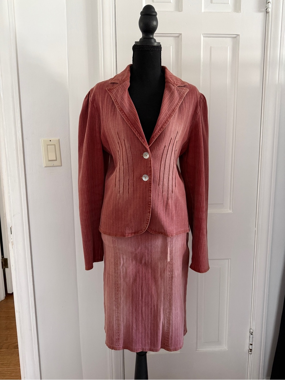 bebe Vintage Rose Pink Blazer & Skirt Suit